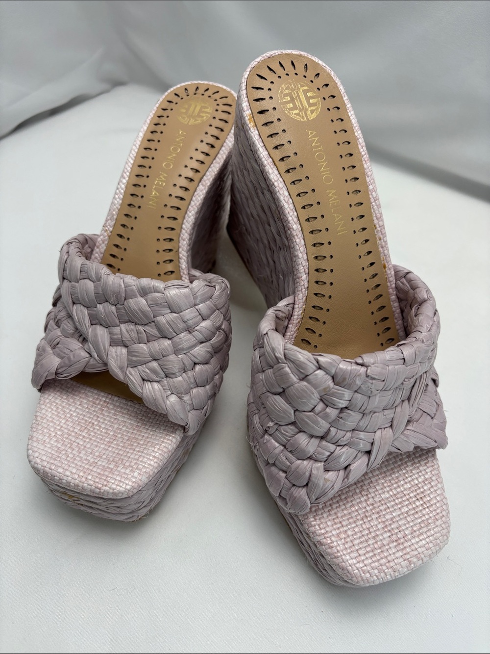 ANTONIO MELANI Women’s 6 Lavender Braided Platform Wedge Sandals #333